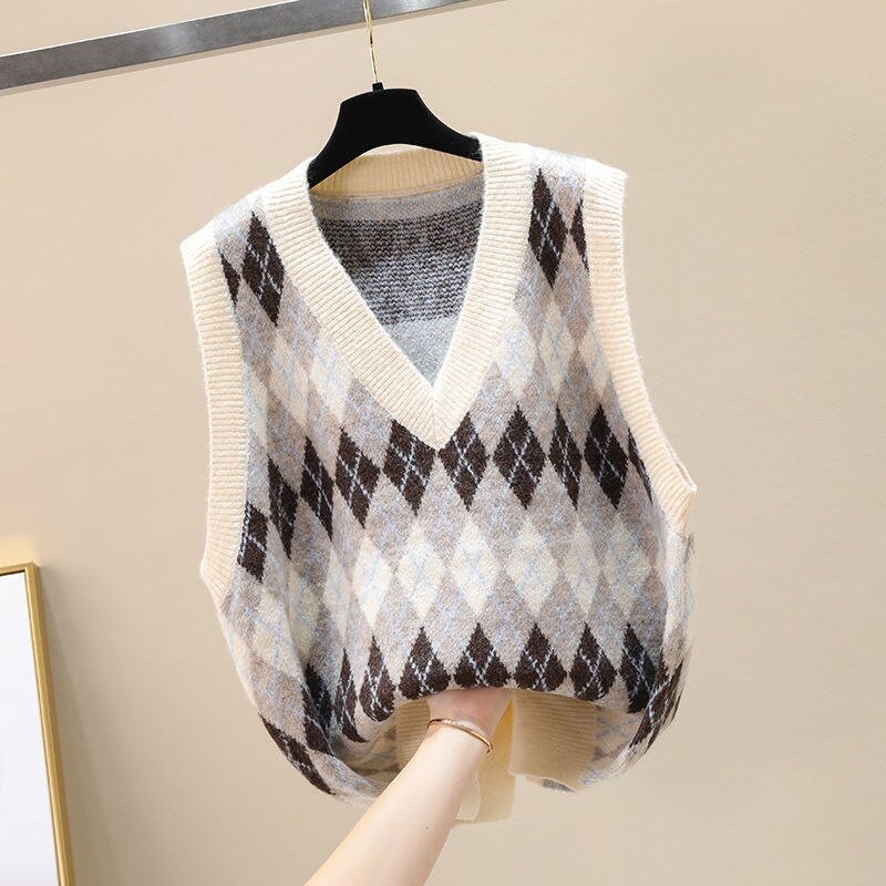 Sweater Women Knitted Sweaters for Women Sleeveless V-neck Basic White Sweater Plus Size Autumn Woman Knit Pullover Sweaters