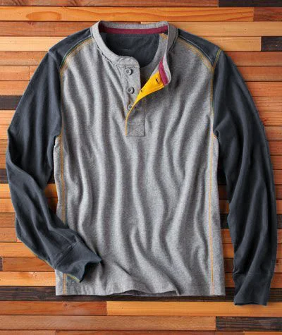 Men's Waffle Collar Colorblock Long Sleeve T-Shirt
