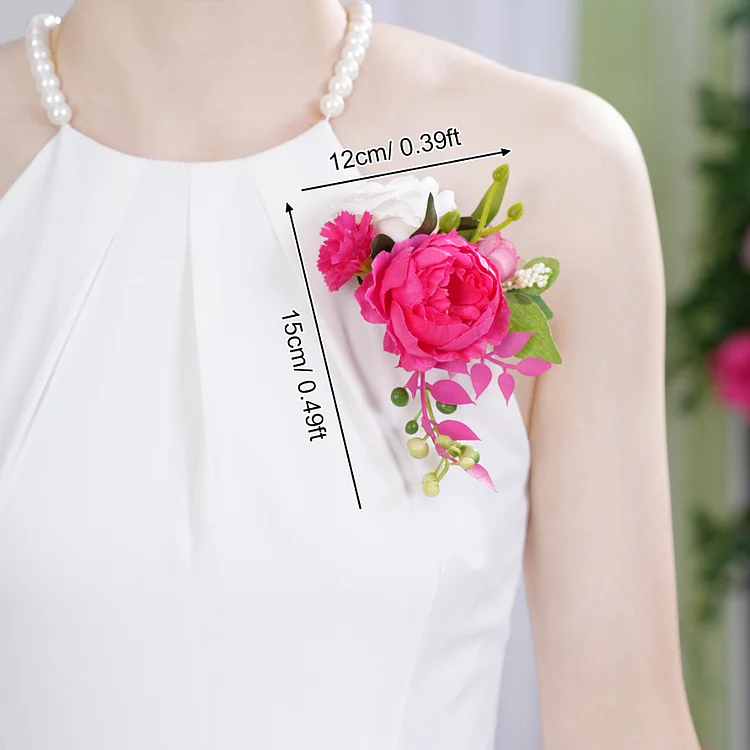 A8663056 Hot Pink Corsage Flower Wedding Bridal Groom Decor Supplies