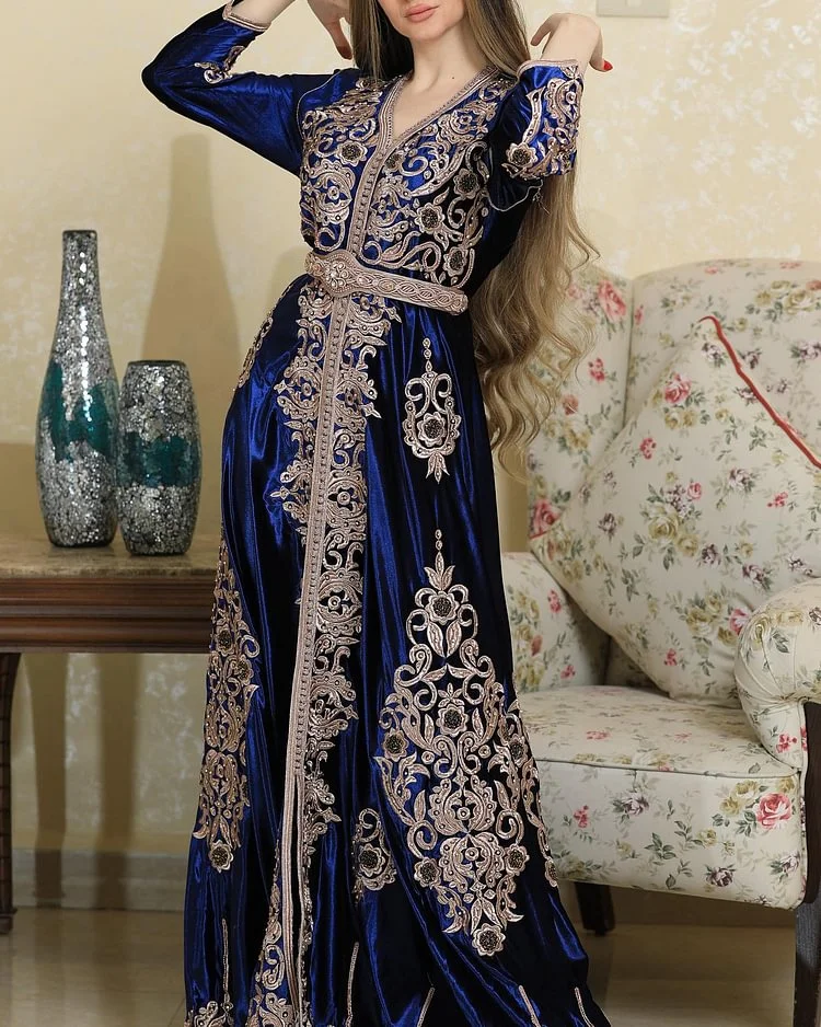 velvet embroidered dress