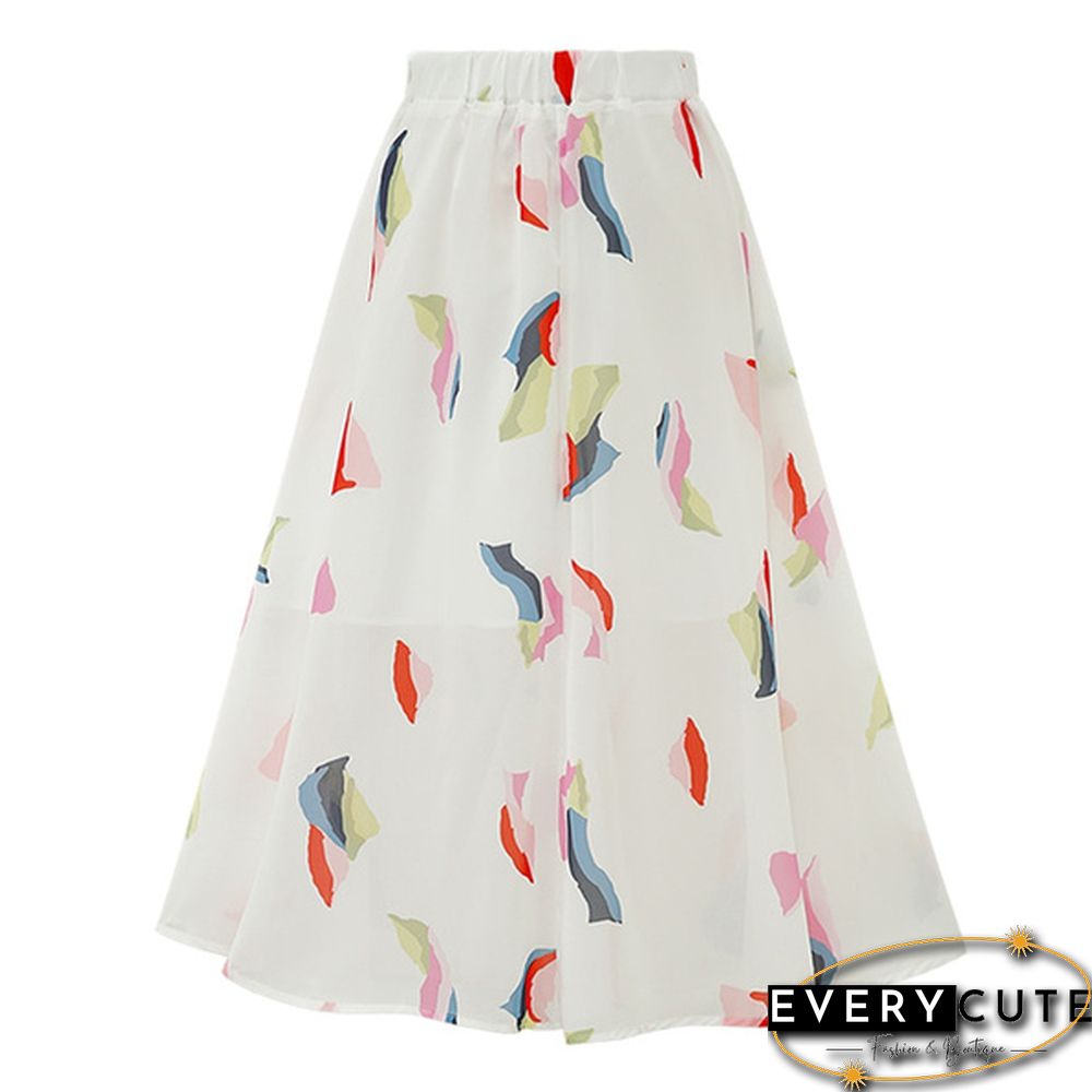 Women's Floral Slim Skirt Elastic Waist Full Skirt