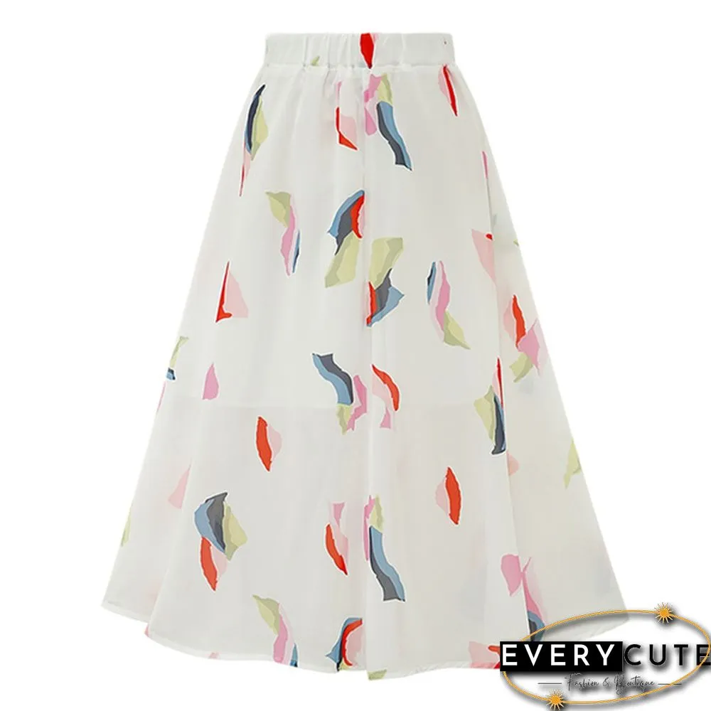 Women's Floral Slim Skirt Elastic Waist Full Skirt