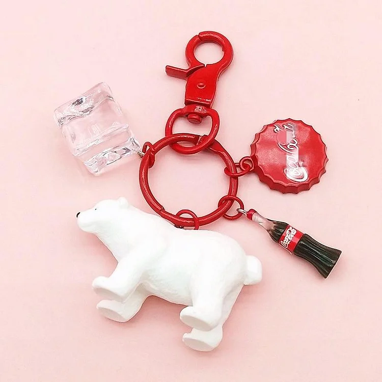 Simulation Polar Bear Ice Cube Keychain