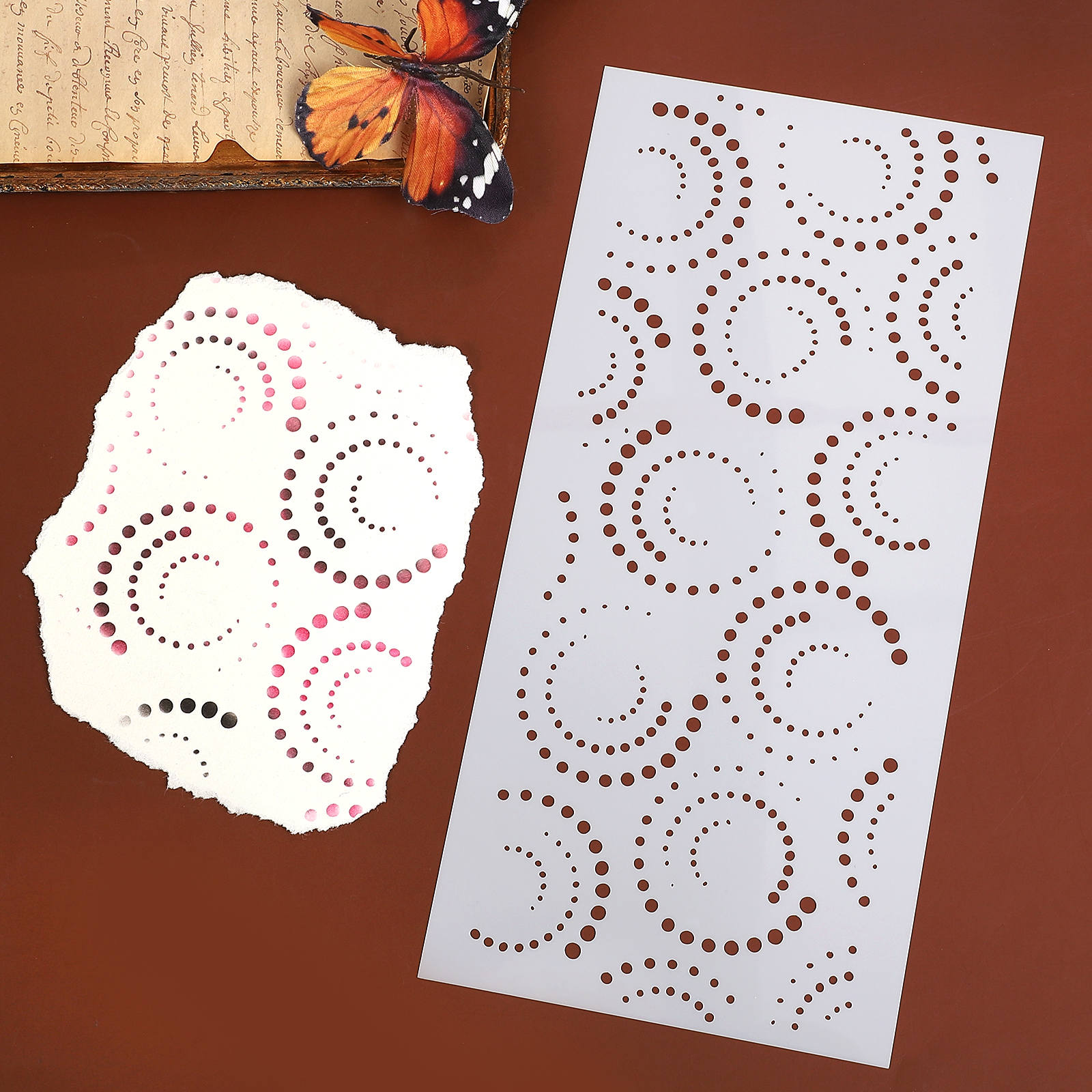 할로우 패턴 스텐실 - 빈티지 할로우 라운드 도트