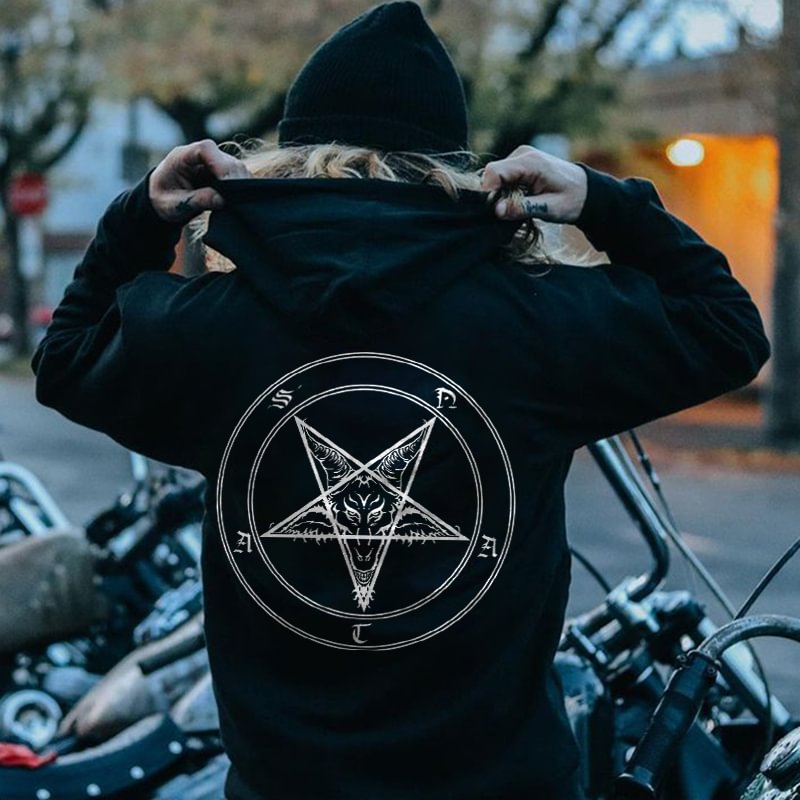 Fashion pentagram printed designer hoodie - Krazyskull