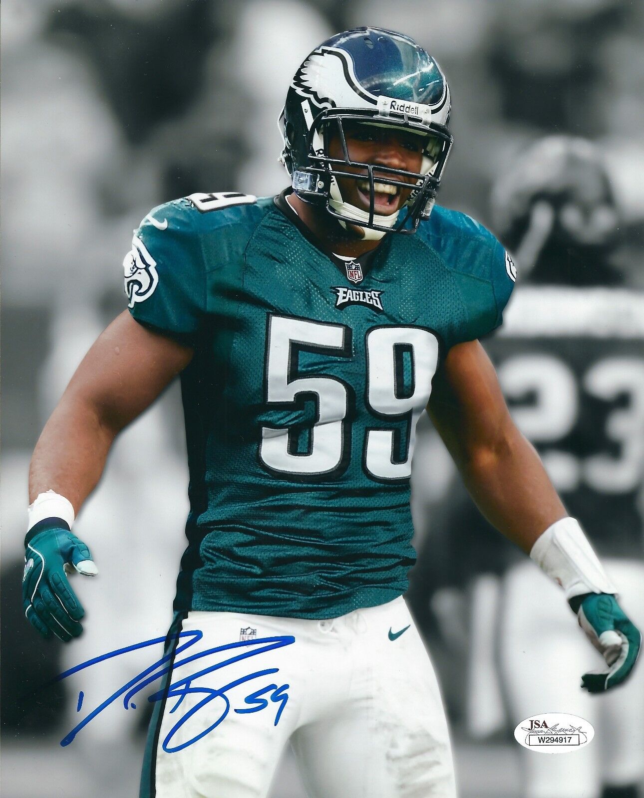 Autographed DEMECO RYANS Philadelphia Eagles 8x10 Photo Poster painting w/COA