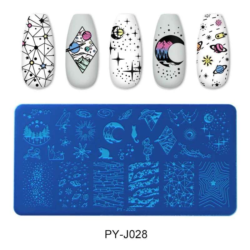 PICT You Rectangle Stamping Plate Space Nail Picture Design Stamp Templates Nail Art Image Plate Stainless Steel Tools-Nail Inspo