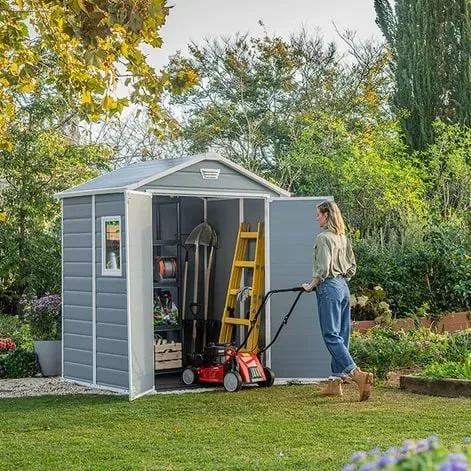 🔥kukelife🔥Docenin™6X8,6X4,Storage Shed - Grey Resin Outdoor Storage Shed Kit