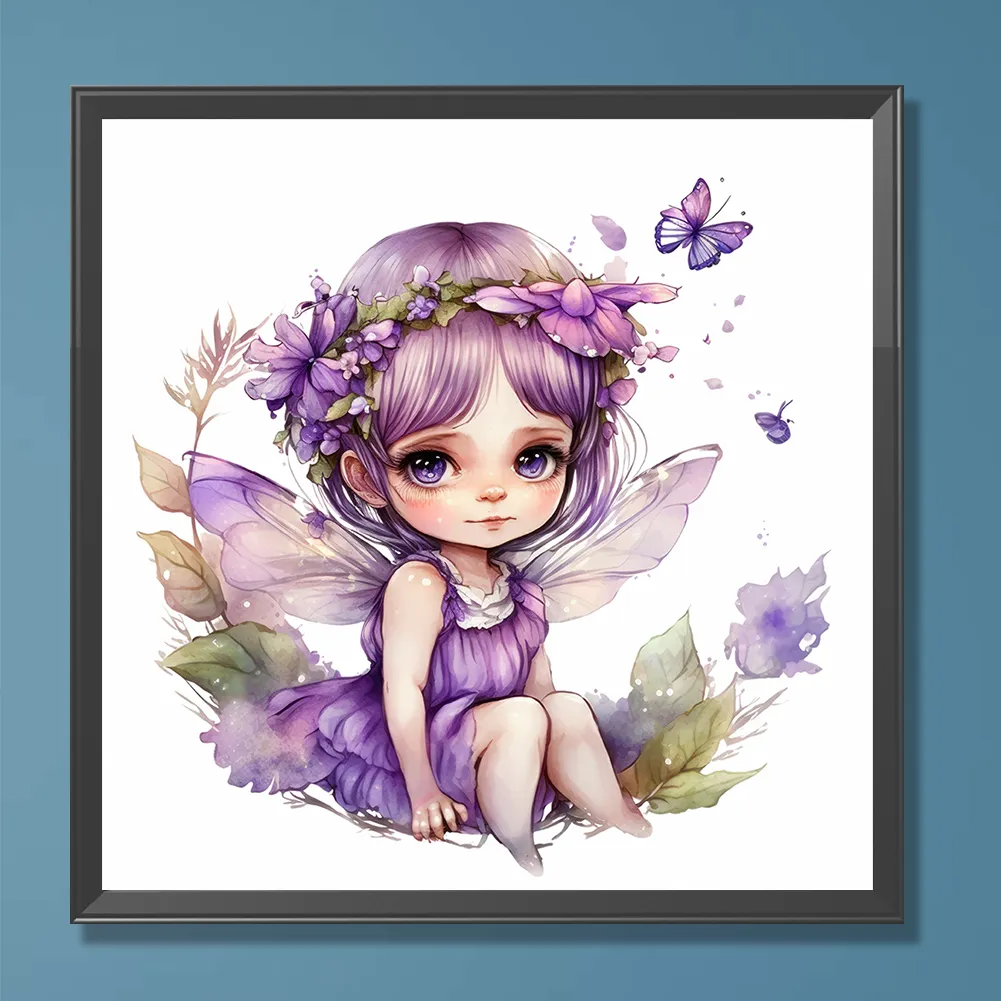 Full Round Diamond Painting 30*30cm - Purple Fairy