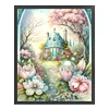 >SALE<Full Embroidery Eco-cotton Thread 16CT Print Flower Castle Cross Stitch 50x60cm