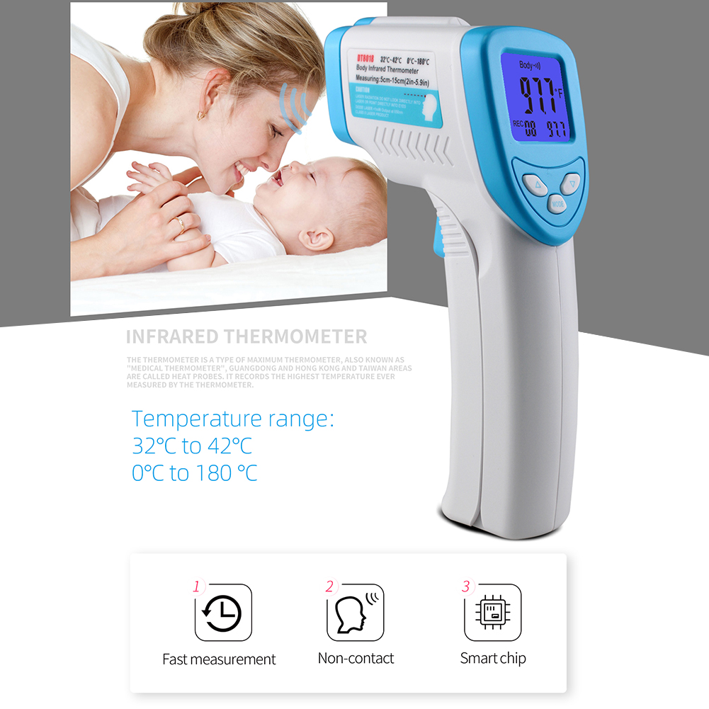 Digital Handheld Infrared Thermometer, NonContact Temperature Gun, 2 in 1