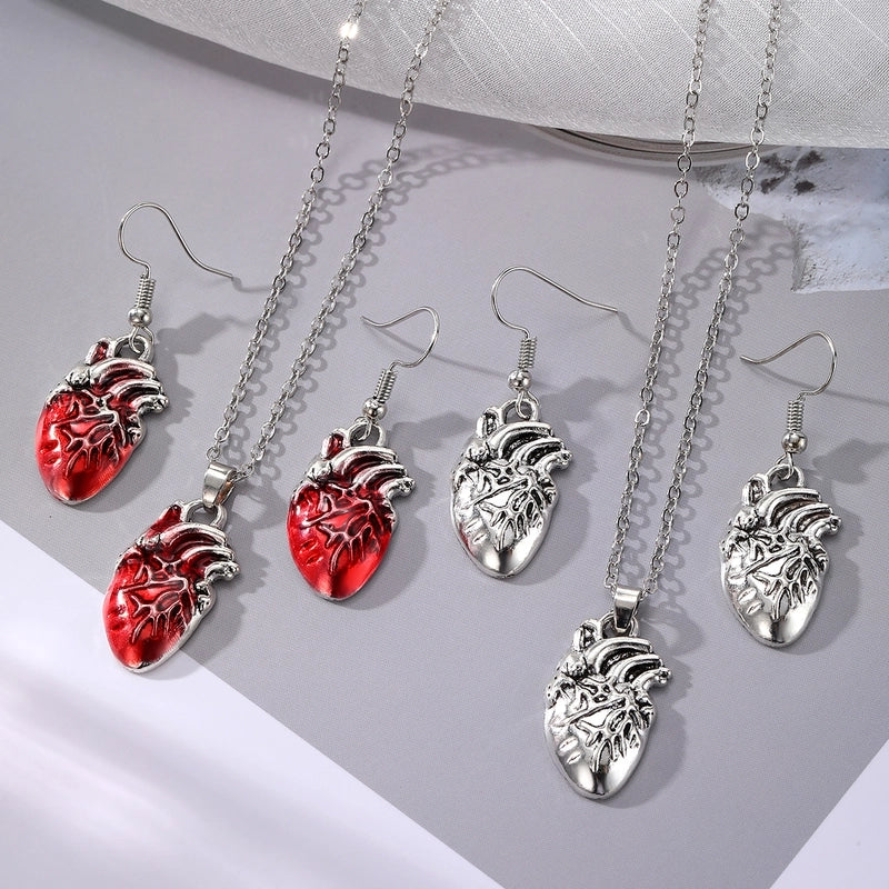 5 Pieces Gothic Vintage Style Heart Alloy Unisex Earrings Necklace