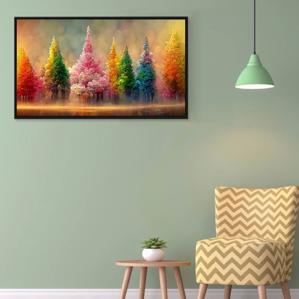 Diamond Painting - Full Round Drill - Painted Trees(80*40cm)