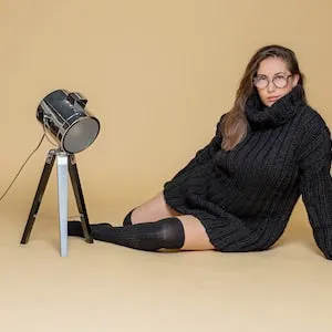 pornhint Pornhint Black Women Sweater, Knitted Loose Fit Jumper, Cosy Winter Women Sweaters, Soft and Warm Thick Pullover
