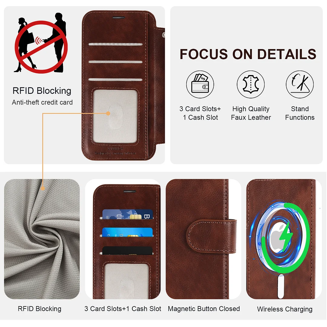VANAVAGY Compatible for iPhone 16e Wallet Case for Magsafe Wireless Charging
