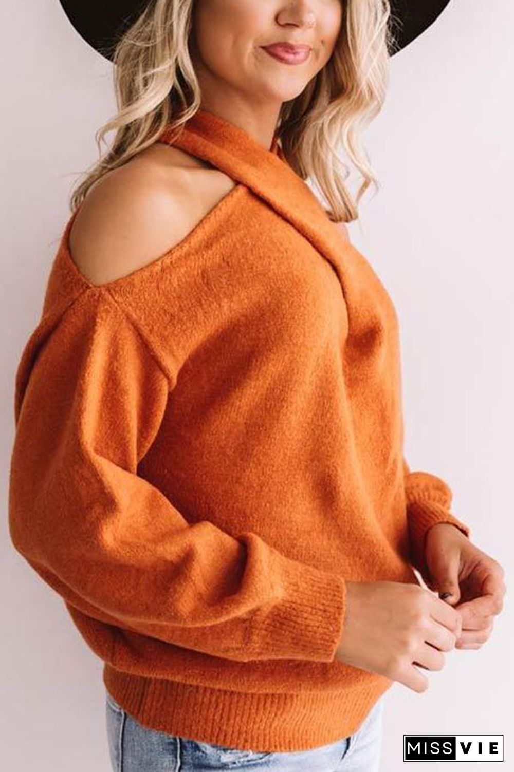 Multi Strap Cold Shoulder Sweater