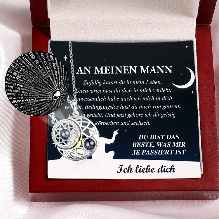 100 Sprachen Ich Liebe Dich Projektion Halskette- An meinen Mann-Geschenk mit Nachrichtenkarte 