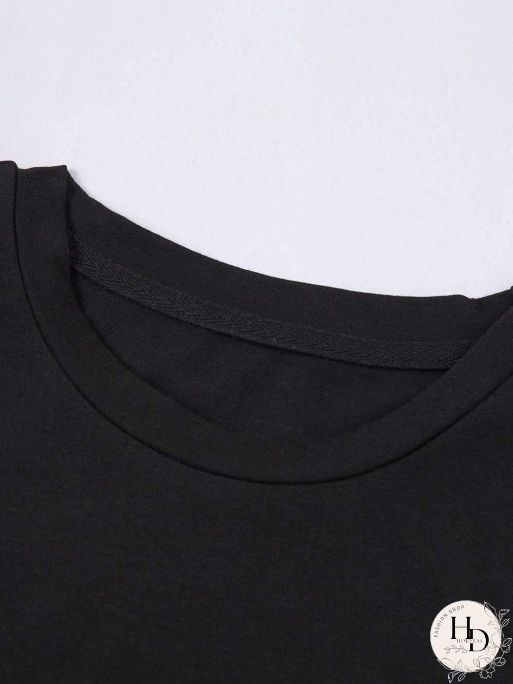 Chic Black Round Neck Short Sleeve Tee