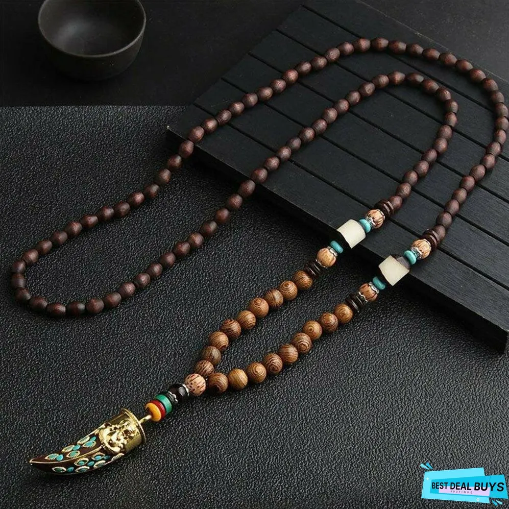 Ethnic Fish Horn Long Statement Men Womens Jewelry