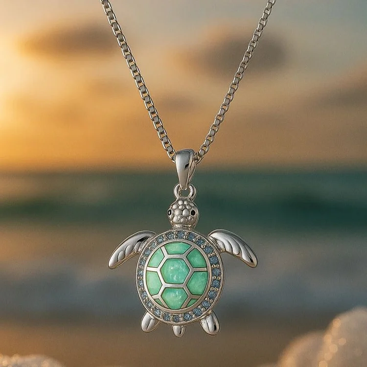 Snake Bone Chain Sea Turtle Necklace