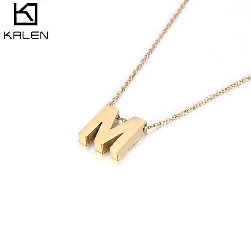 Titanium Steel 18K Gold Plated Fashion Plating Letter Necklace