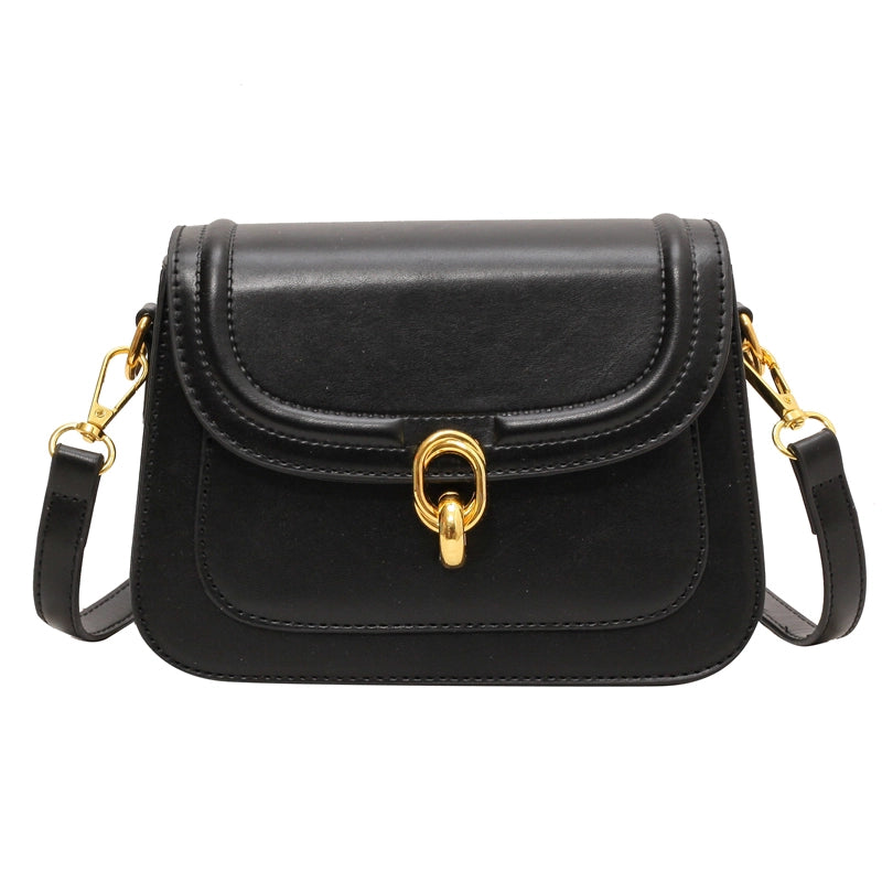 Women’s Pu Leather Solid Color Classic Style Square Lock Clasp Shoulder Bag Crossbody Bag
