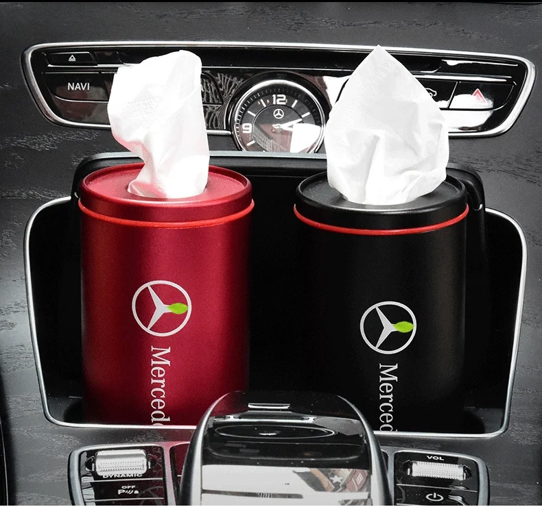 High-end car logo metal cylinder tissue box
