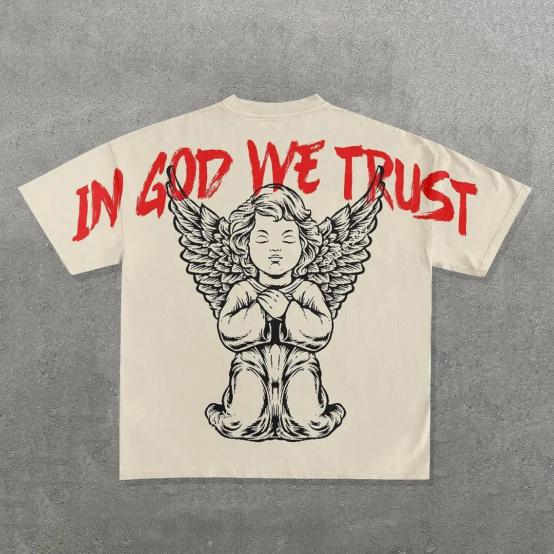 In God We Trust Print Short Sleeve T-shirt
