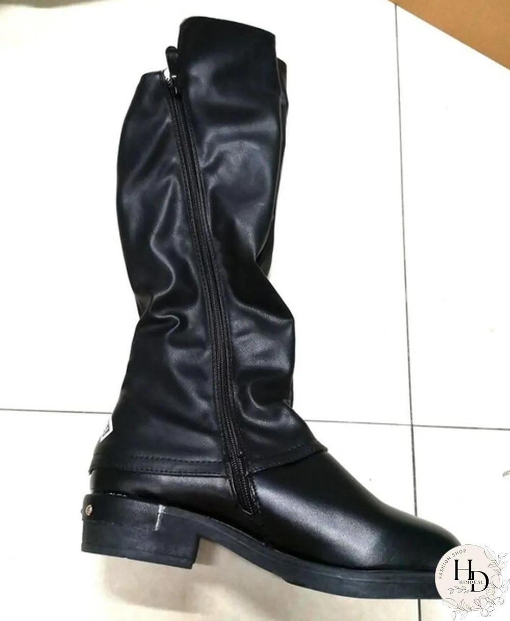 Winter Women's Fashion Causal Knee High Boots Ladies Leather Long Boots Plus Size 35-43