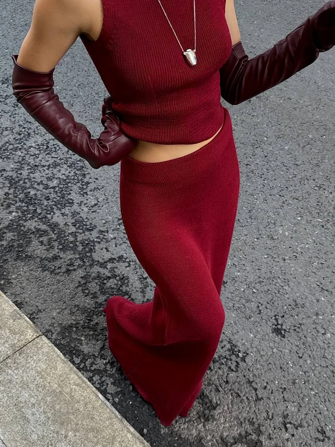 Athvotar Athvotar Women's Dress New Sleeveless High-Collar Knitted Vest Hip Dress Fashion Suit Woman