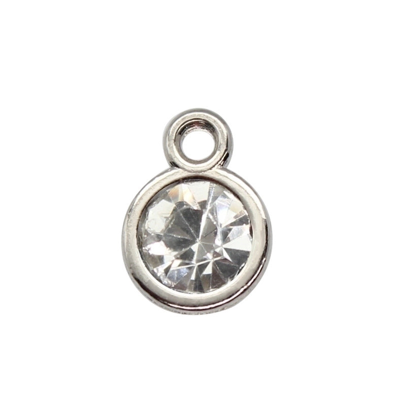 Diamond-encrusted Twelve Birthstone Colored Glass Pendant Necklace Jewelry DIY Pet Alloy Accessories Jewelry