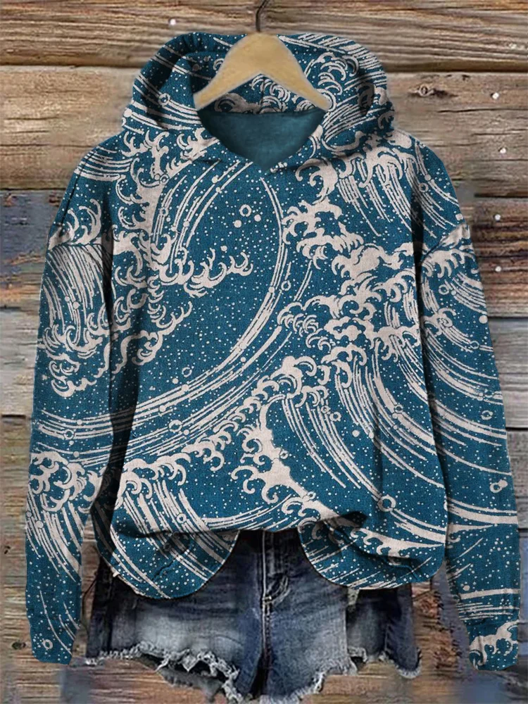 Sea Waves Cozy Hoodie socialshop