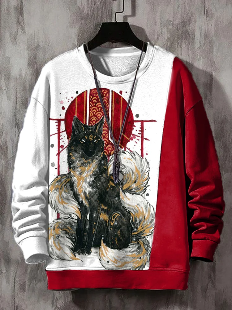 Men's Ink Nine-Tailed Fox Art Print Sweatshirt