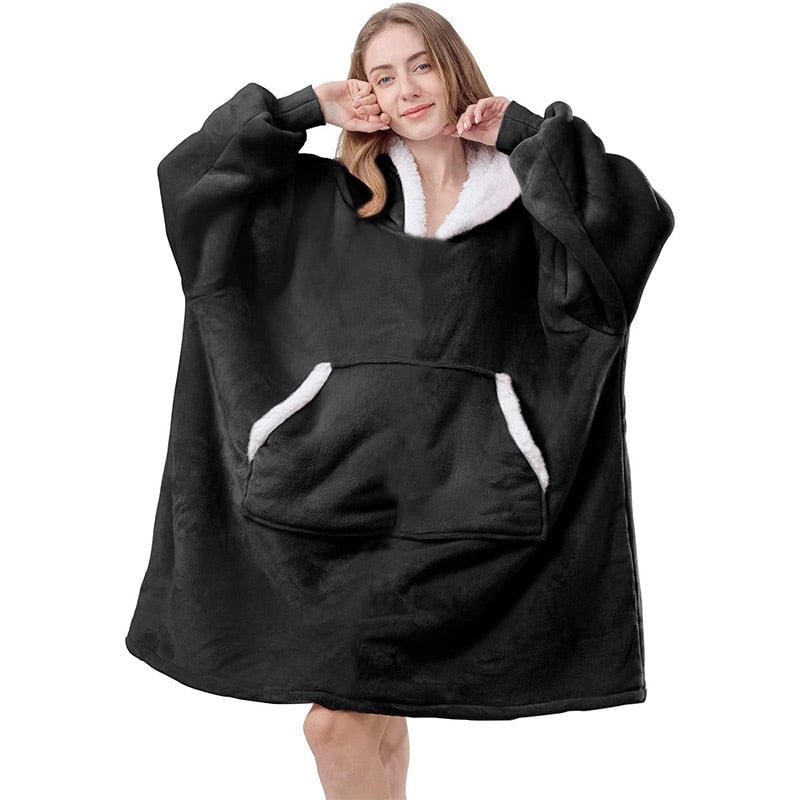 Wearable Blanket Men Women Giant Oversize Hoodie Sweatshirt Sweat Hooded Winter Bathrobe Blanket Sherpa Fleece Outwears