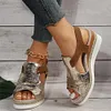 Gioiacombo&trade; Sandali con zeppa con fibbia stile romano da donna