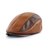 Men's Retro Beret Stitched Crocodile PU Leather Peaked Cap by Inlyline