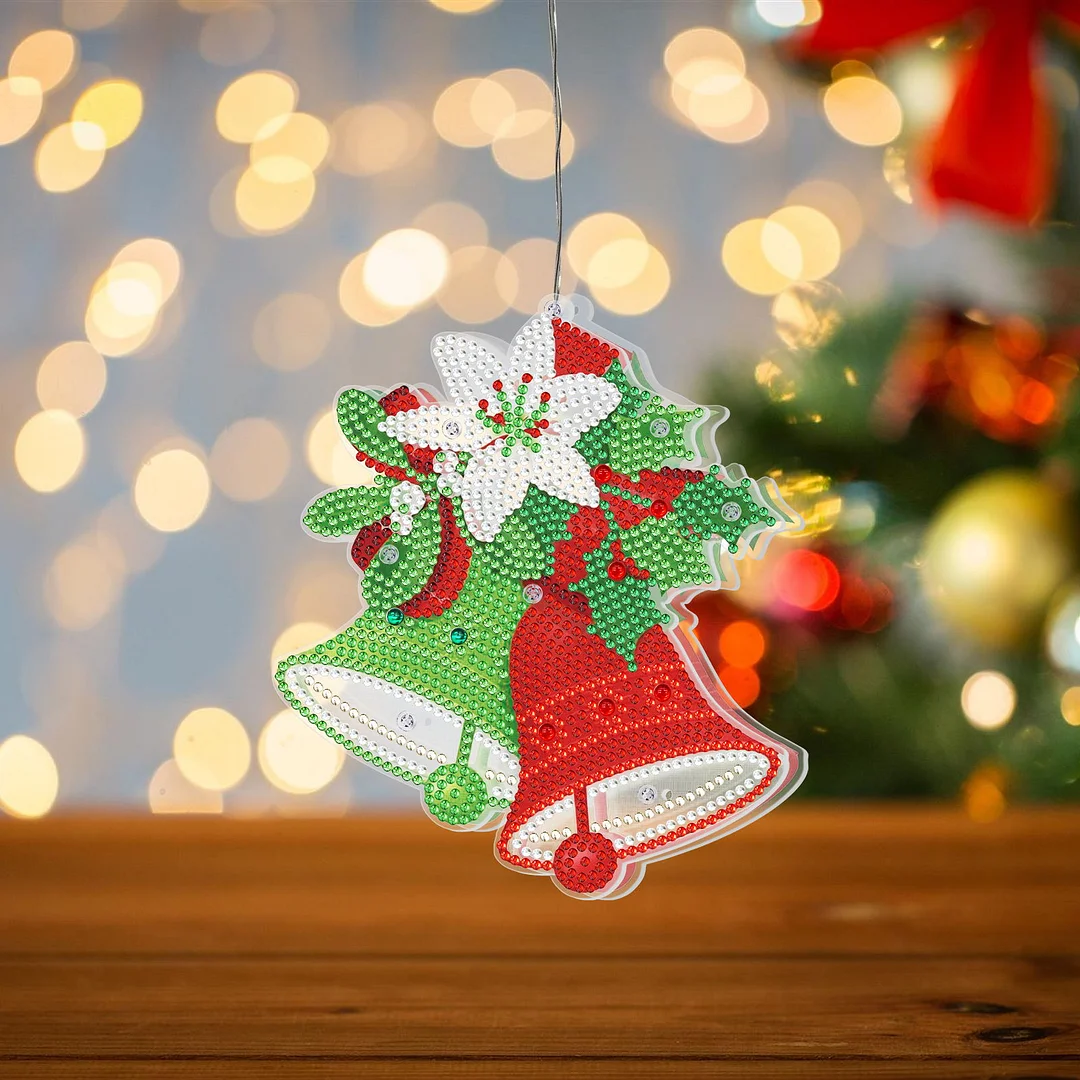 5D Christmas Diamond Painting Hanging Light Festive Rhinestone Lamp Pendant