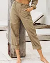 Summer Elegant Harem Pants Elastic Waistband Solid Color Light Beach Trousers