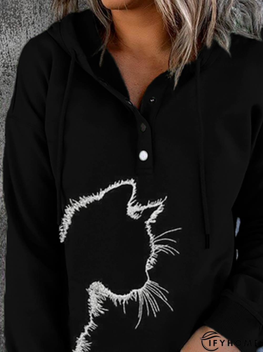Cat Printed Hoodies Tunic Sweatshirt | IFYHOME