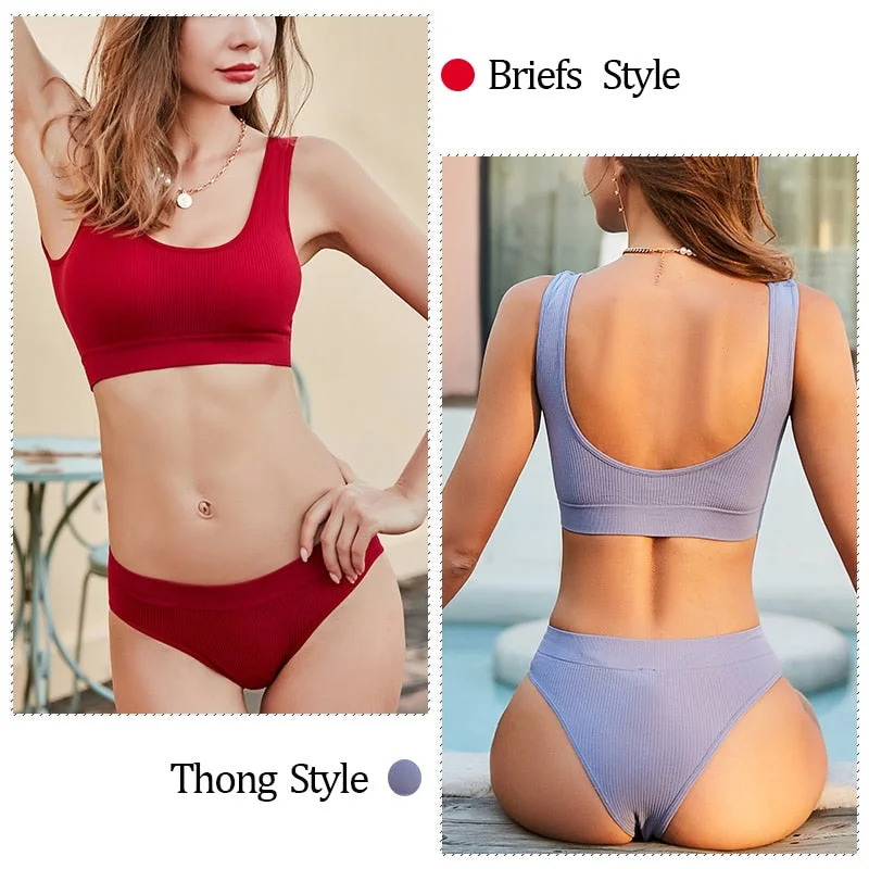Women Bra Set Female Tube Tops Tank + Panties Vest U-Shaped Back Underwear Seamless Lingerie Female Bralette Backless Crop Tops