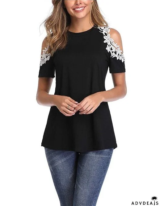 Elegant Summer Chiffon Lace Dress Ladies Cold Sleeve Casual Plus Size S-XXXXL Sundress Women Solid Party Dress