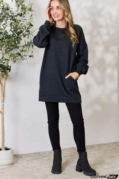 Zenana Oversized Longline Top with Pockets