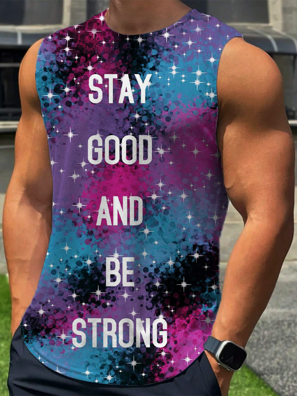 Men's Stay Good And Be Strong Stars Print Tank Top