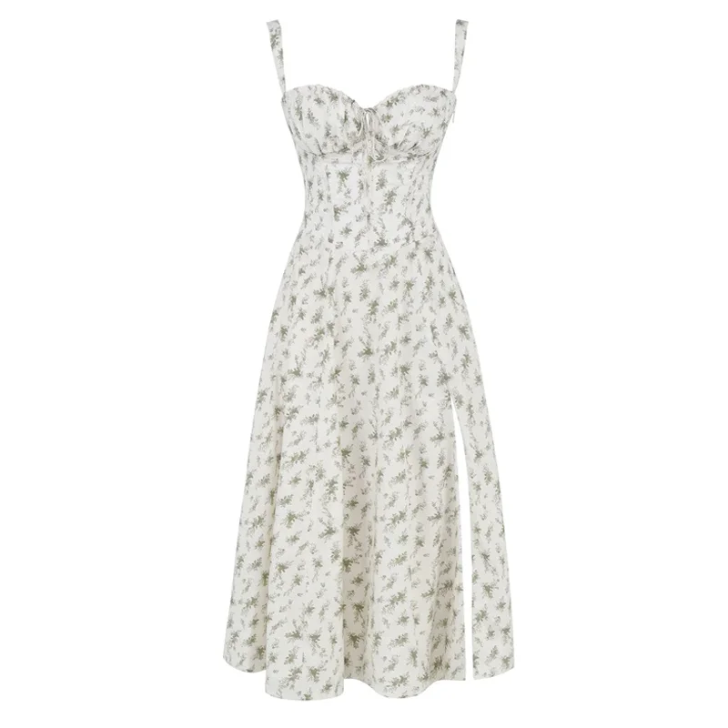 Floral Bustier Midriff Waist Shaper Dress