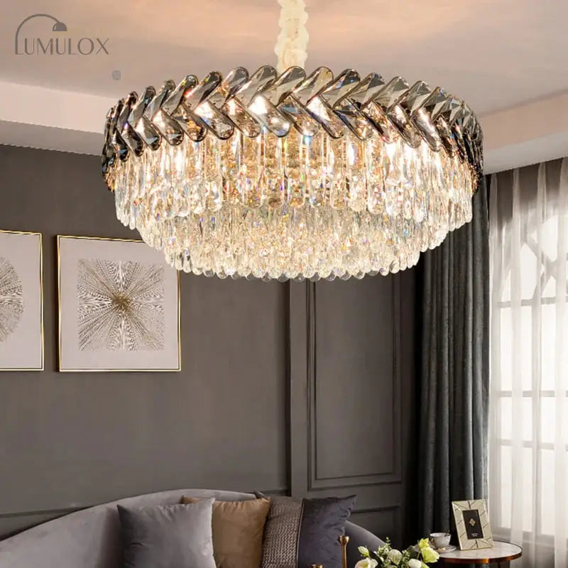 Clara - Round/Rectangle Crystal Chandelier Dia40 X H30Cm(Round) / Not Dimmable Warm White