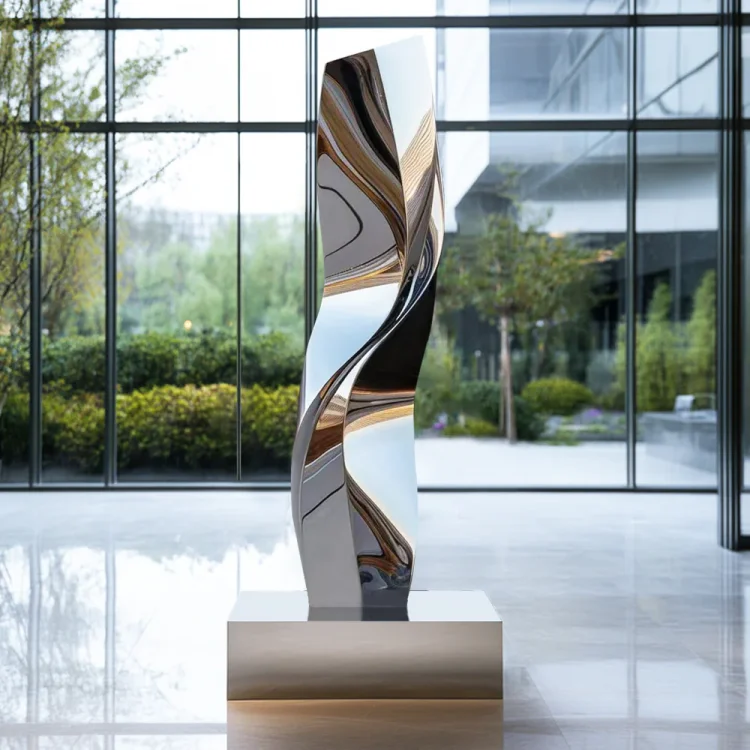 Customized Indoor Modern Stainless Steel Abstract Floor Sculpture
