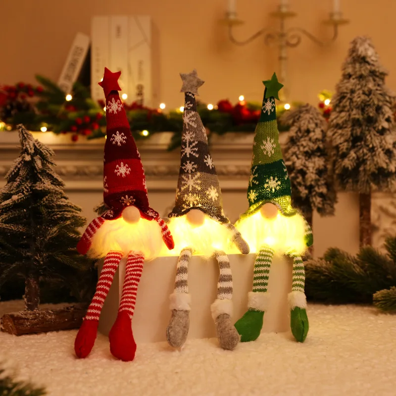 Tegooe Luminous Christmas Gnome Plush Doll - LED Lighted Faceless Decor