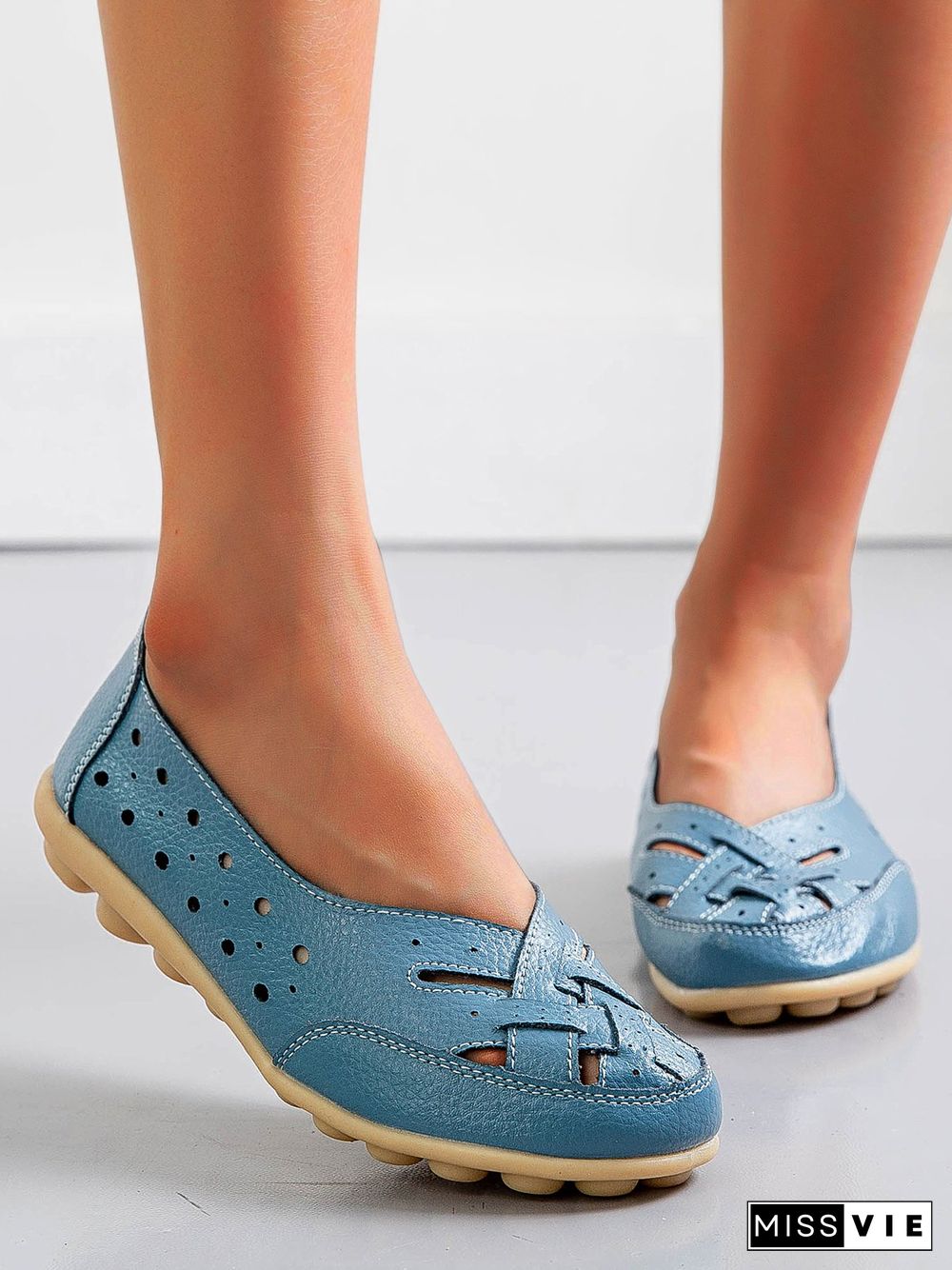 Hollow Leather Soft Sole Shoes