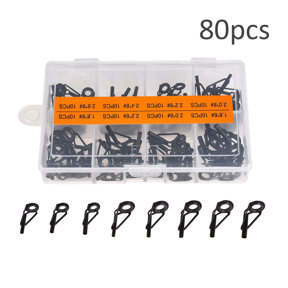 

80pcs Fishing Rod Guide Tip DIY Multi-Size Sea Rod Steel Ceramic Guide Ring, 501 Original