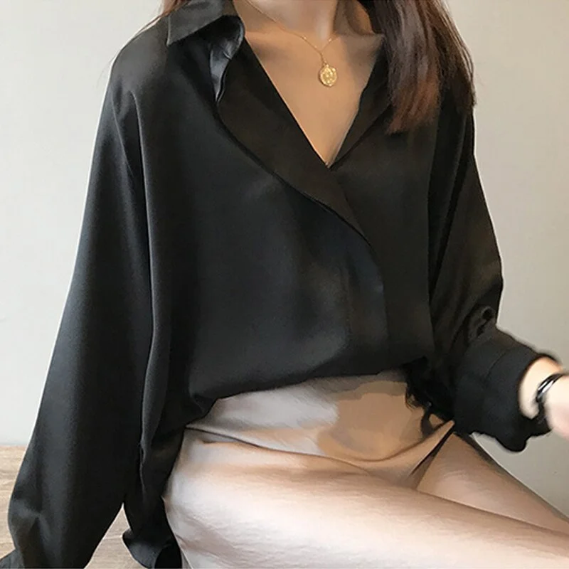 Long Sleeve Chiffon Blouse Blouse Blouse Women Fashion Mujer Blouses 2023 V-Neck Office Lady Blouse Women Tops Female Sweaters A237